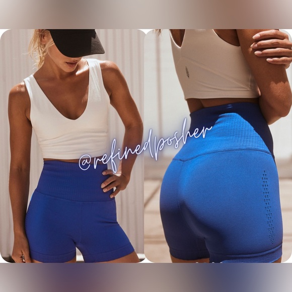 Free People Pants - Free People Movement Good Karma Running Shorts size M/L NEW Blue Indigo w/ logo